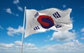 flag of Korea 1899, asia at cloudy sky background, panoramic vie