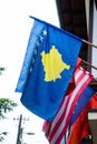 Flag of Kosovo in front of hotel in Prizren, Kosovo Royalty Free Stock Photo