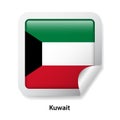 Flag of Kuwait. Round glossy sticker