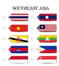 Flag Lable of Southeast asia country