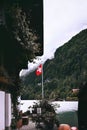 Flag in Lake Brientz, Switzerland Royalty Free Stock Photo