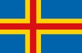 Flag of the Ãland Islands. The administrative center of Mariehamn