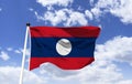 Flag Laos, moon in the river Mekong