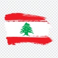 Flag Lebanon from brush strokes.  Flag  Lebanese Republic on  transparent background for your web site design, logo, app, UI. Royalty Free Stock Photo