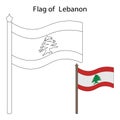 Flag of Lebanon. Color the flag according to the suggested example. Coloring book