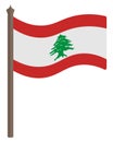 Flag of Lebanon. The fabric is decorated with Lebanese cedar. Political topics. Flat style