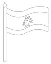 Flag of Lebanon. Sketch. The fabric is decorated with Lebanese cedar. Political topics. Doodle style