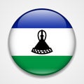 Flag of Lesotho. Round glossy badge