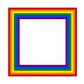 Flag LGBT icon, squared frame. Template design, vector illustration. Love wins. LGBT logo symbol in rainbow colors. Gay pride. Royalty Free Stock Photo