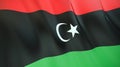 The flag of Libya. Waving silk flag of Libya. High quality render. 3D illustration