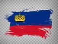 Flag Liechtenstein, brush stroke background. Flag of Liechtenstein on transparent background