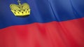 The flag of Liechtenstein. Waving silk flag of Liechtenstein. High quality render. 3D illustration