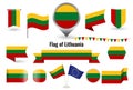 The Flag of Lithuania. Big set of icons and symbols. Royalty Free Stock Photo