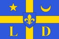 Flag of Lodeve in Herault of Occitanie is a Region of France