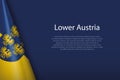 flag Lower Austria, state of Austria, isolated on background wit