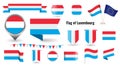 The Flag of Luxembourg. Big set of icons and symbols. Royalty Free Stock Photo