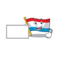 Flag luxembourg Character cartoon style with board on his hand