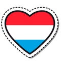 Flag Luxembourg heart sticker on white background. Vintage vector love badge. Template design element. National day.