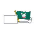 Flag macau cute cartoon character Thumbs up with board