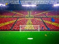 Flag Macedonia of fans. Evening stadium arena Blue Royalty Free Stock Photo