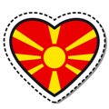 Flag Macedonia heart sticker on white background. Vintage vector love badge. Template design element. National day. Royalty Free Stock Photo