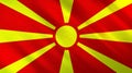 The flag of Macedonia. Shining silk flag of Macedonia. High quality render. 3D illustration Royalty Free Stock Photo