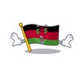 Flag malawi with Money eye cartoon character style