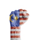 Flag of Malaysia painted on human fist like victory symbol