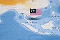 The Flag of malaysia in the world map Royalty Free Stock Photo