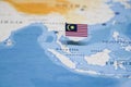 The Flag of malaysia in the world map Royalty Free Stock Photo
