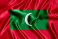 Flag of Maldives silk close-up Royalty Free Stock Photo