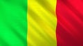 The flag of Mali. Shining silk flag of Mali. High quality render. 3D illustration