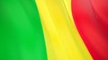 The flag of Mali. Waving silk flag of Mali. High quality render. 3D illustration