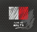 Flag of Malta, vector chalk illustration on black background