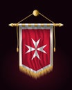 Flag of Malta. Version with Maltese Cross. Festive Vertical Banner. Wall Hangings Royalty Free Stock Photo