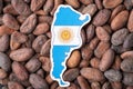 Flag and map of Argentina on cacao grain