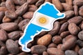 Flag and map of Argentina on cocoa beans