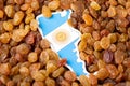 Flag and map of Argentina in raisins