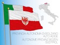 Flag and map of the Autonomous province of Bolzano, Italy