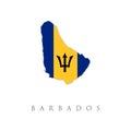 Flag Map of Barbados. Barbados Flag Map with the national flag isolated on white background. Vector illustration Royalty Free Stock Photo