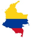 Flag in map of Colombia Royalty Free Stock Photo