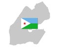 Flag and map of Djibouti Royalty Free Stock Photo