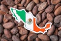 Flag and map of Mexico on cacao grain