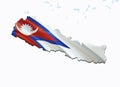 Flag Map of Nepal. 3D rendering Nepal map and flag on Asia map. The national symbol of Nepal. Kathmandu flag on Asia background.