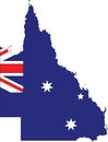 Flag map of QUEENSLAND, AUSTRALIA Royalty Free Stock Photo