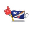 Flag marshall island Scroll mascot cartoon style with Foam finger