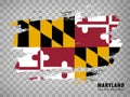 Flag of Maryland from brush strokes. United States of America.  Flag Maryland with title on transparent background Royalty Free Stock Photo