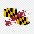 Flag of  Maryland from brush strokes. United States of America.  Flag Maryland on transparent background for your web site design, Royalty Free Stock Photo