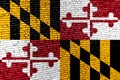 Flag of Maryland over digital code. Concept of cybersecurity, innovation, and digital infrastructure in Maryland. Modern tech Royalty Free Stock Photo