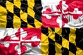 Flag of Maryland state of United States of America on soft and smooth silk texture Royalty Free Stock Photo